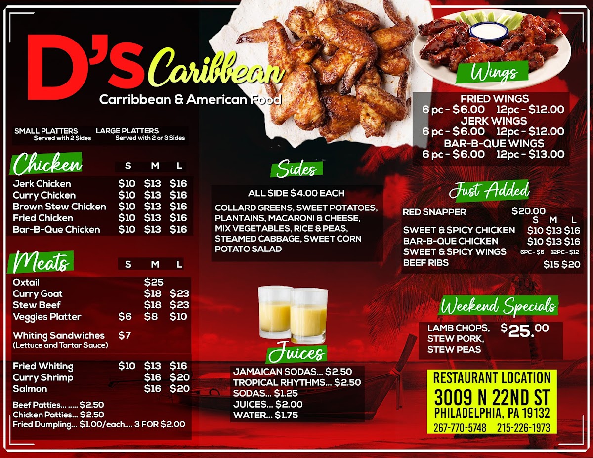 D's Caribbean and American food Menu - Image 3